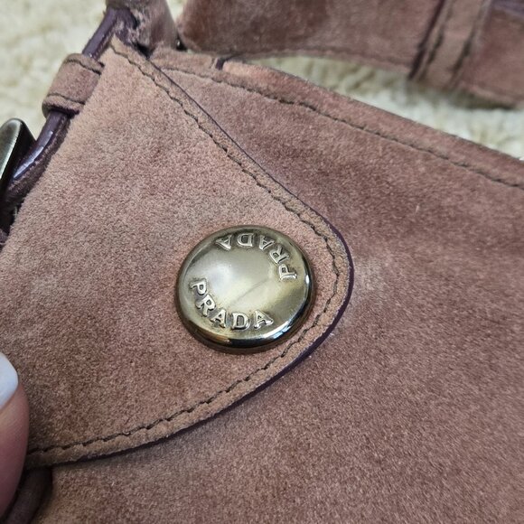 PRADA Buffalo Snaps Dusty Rose Shoulder Bag - Picture 4 of 13